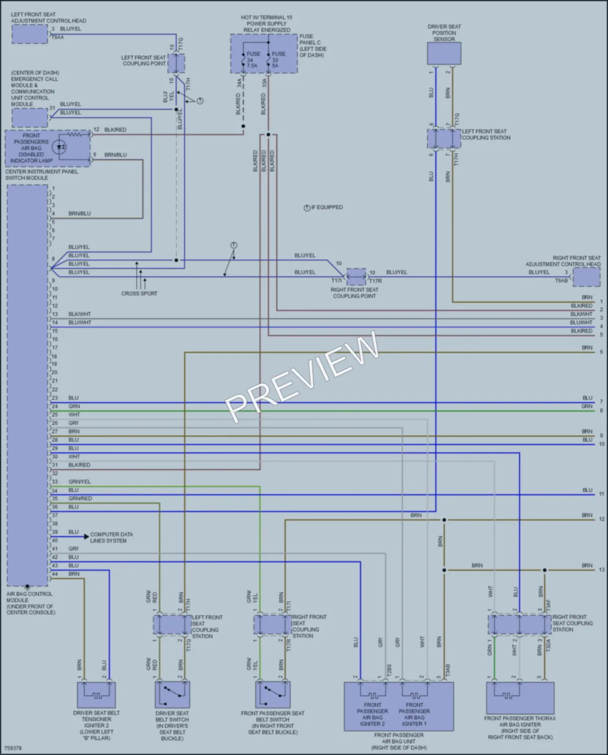 2021 Volkswagen AtlasCrossSport Supplemental Restraints wiring diagram preview