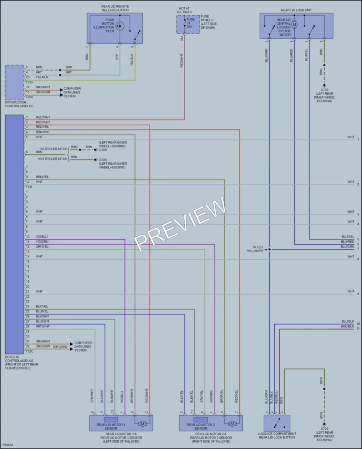 2021 Volkswagen AtlasCrossSport Trunk Tailgate Fuel Door wiring diagram preview