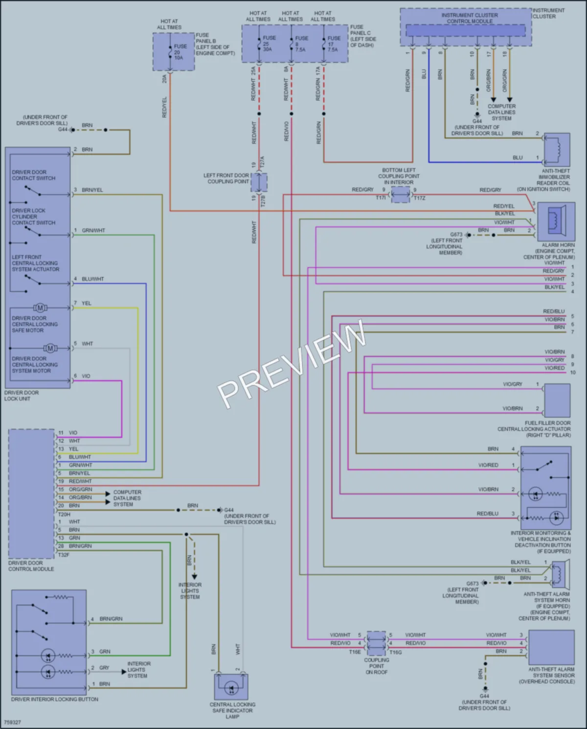 2021 Volkswagen Golf Power Door Locks wiring diagram preview