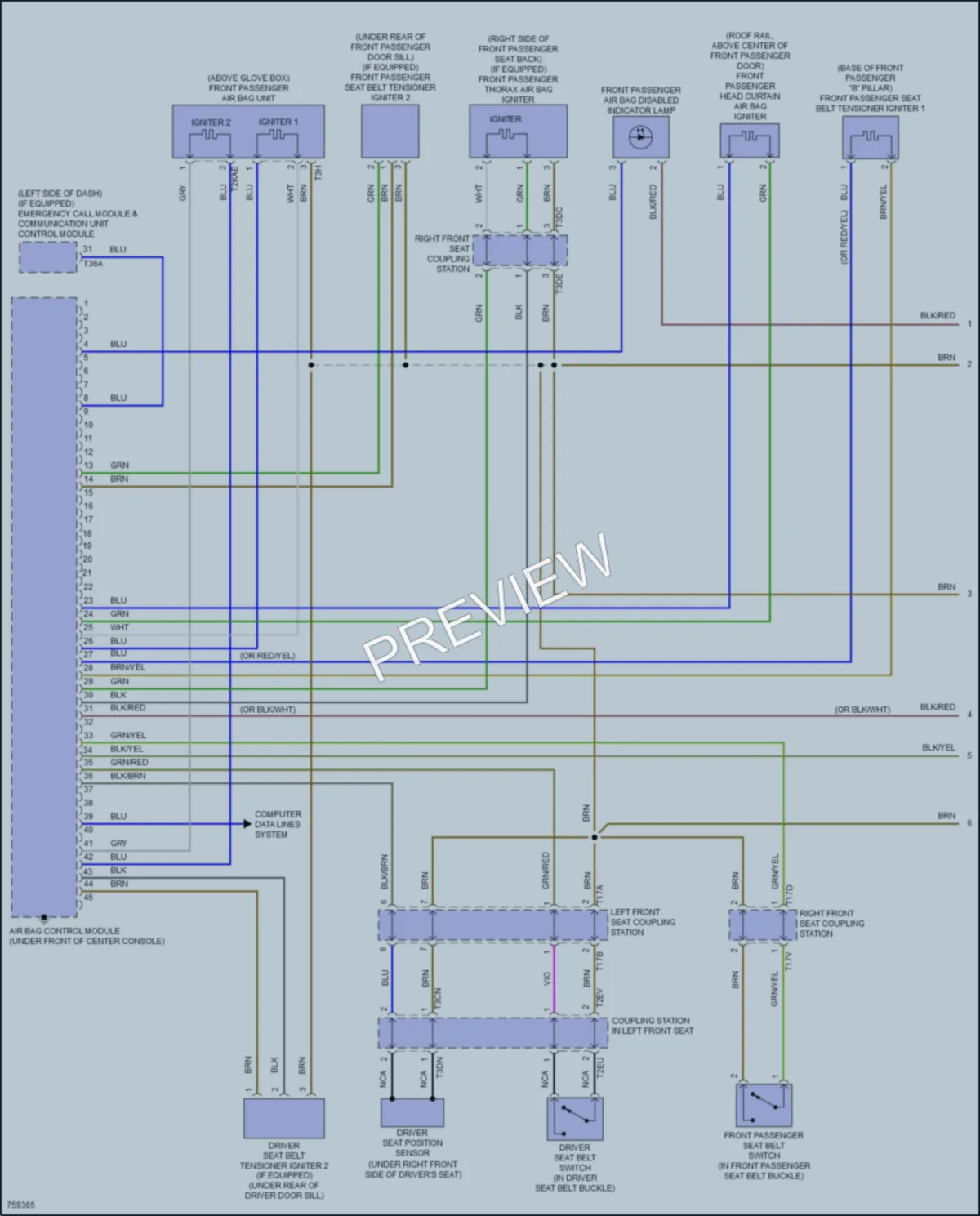 2021 Volkswagen Golf Supplemental Restraints wiring diagram preview