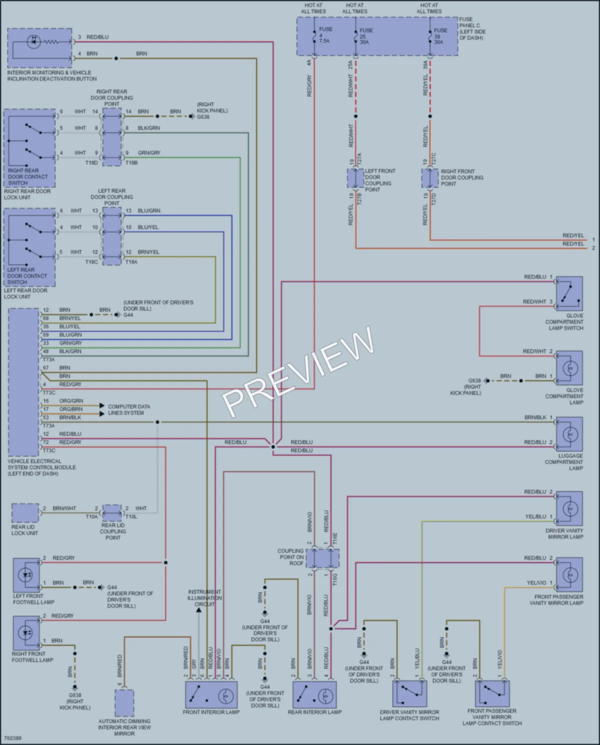 2021 Volkswagen GolfGTI Interior Lights wiring diagram preview
