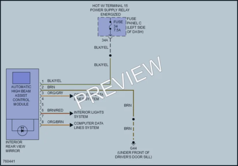 2021 Volkswagen GolfGTI Power Mirrors wiring diagram preview