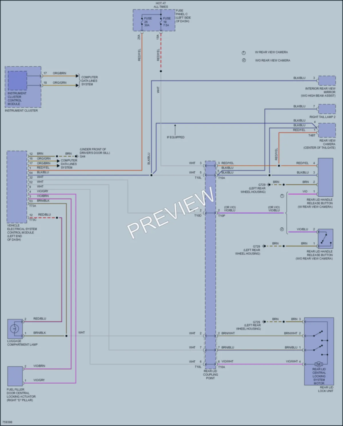 2021 Volkswagen GolfGTI Trunk Tailgate Fuel Door wiring diagram preview