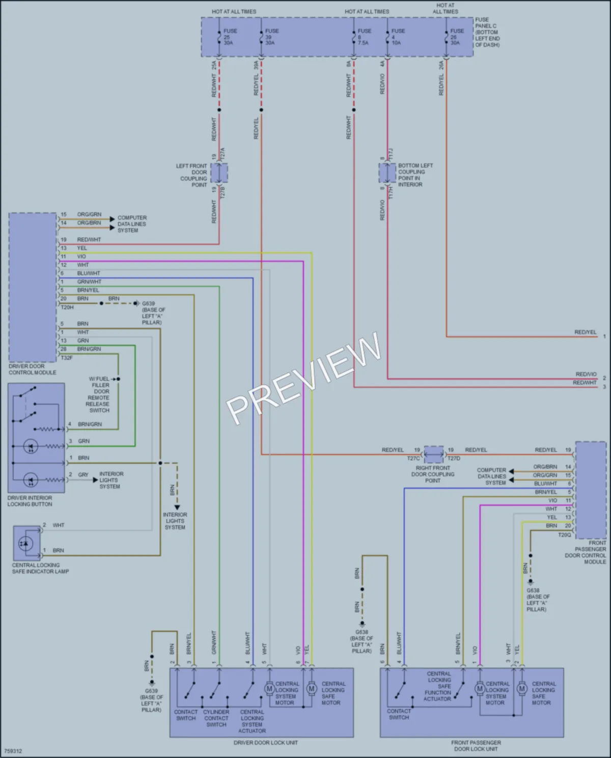 2021 Volkswagen Jetta Power Door Locks wiring diagram preview