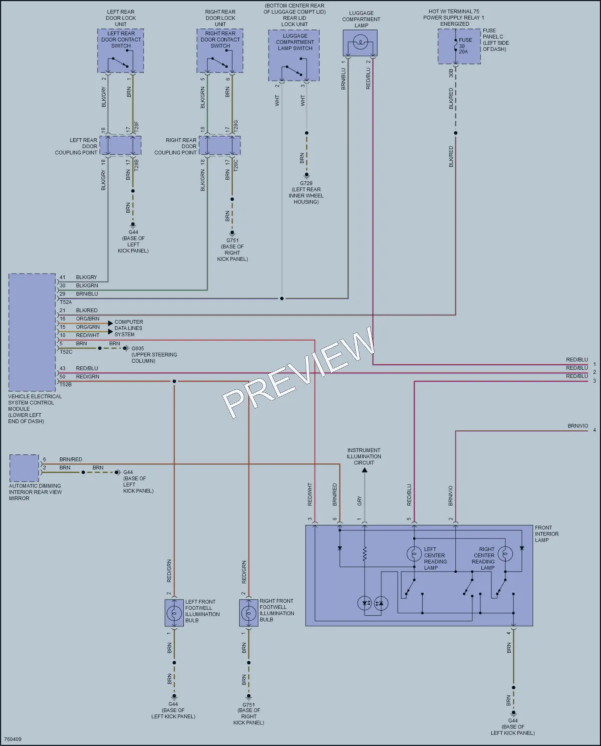 2021 Volkswagen Passat Interior Lights wiring diagram preview