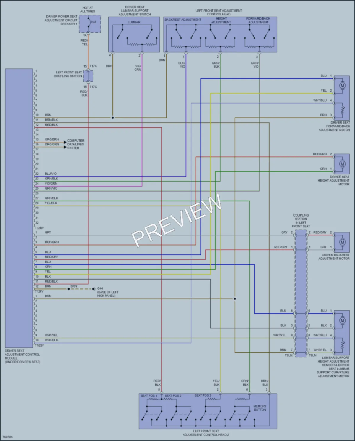 2021 Volkswagen Passat Memory Systems wiring diagram preview