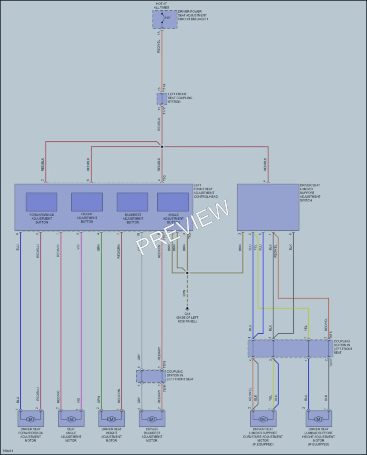 2021 Volkswagen Passat Power Seats wiring diagram preview