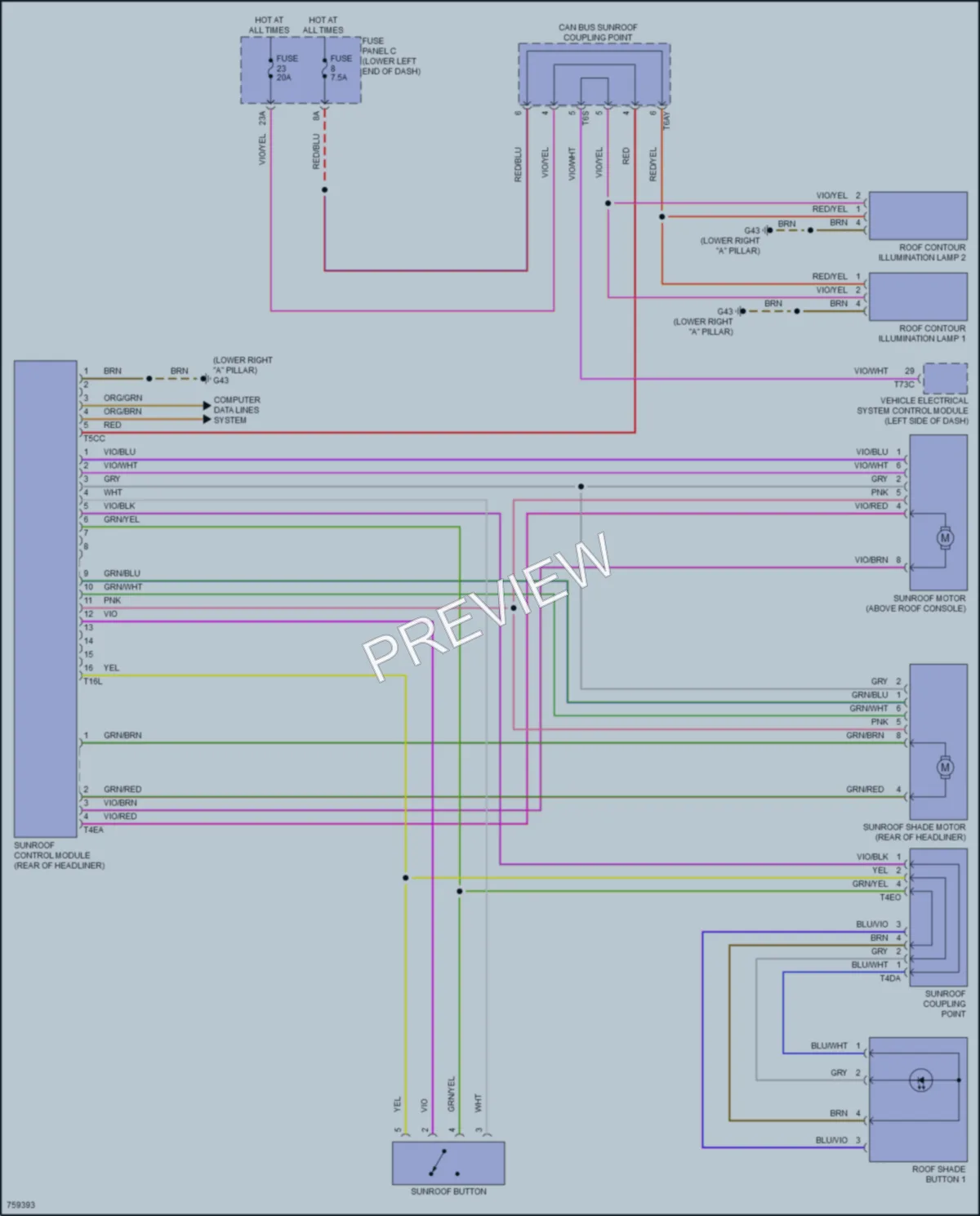 2021 Volkswagen Tiguan Power Top Sunroof wiring diagram preview