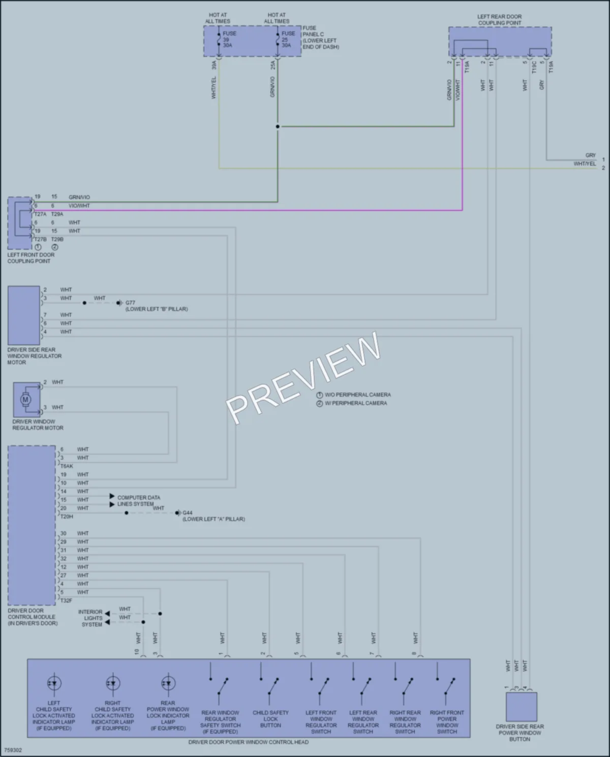 2021 Volkswagen Tiguan Power Windows wiring diagram preview