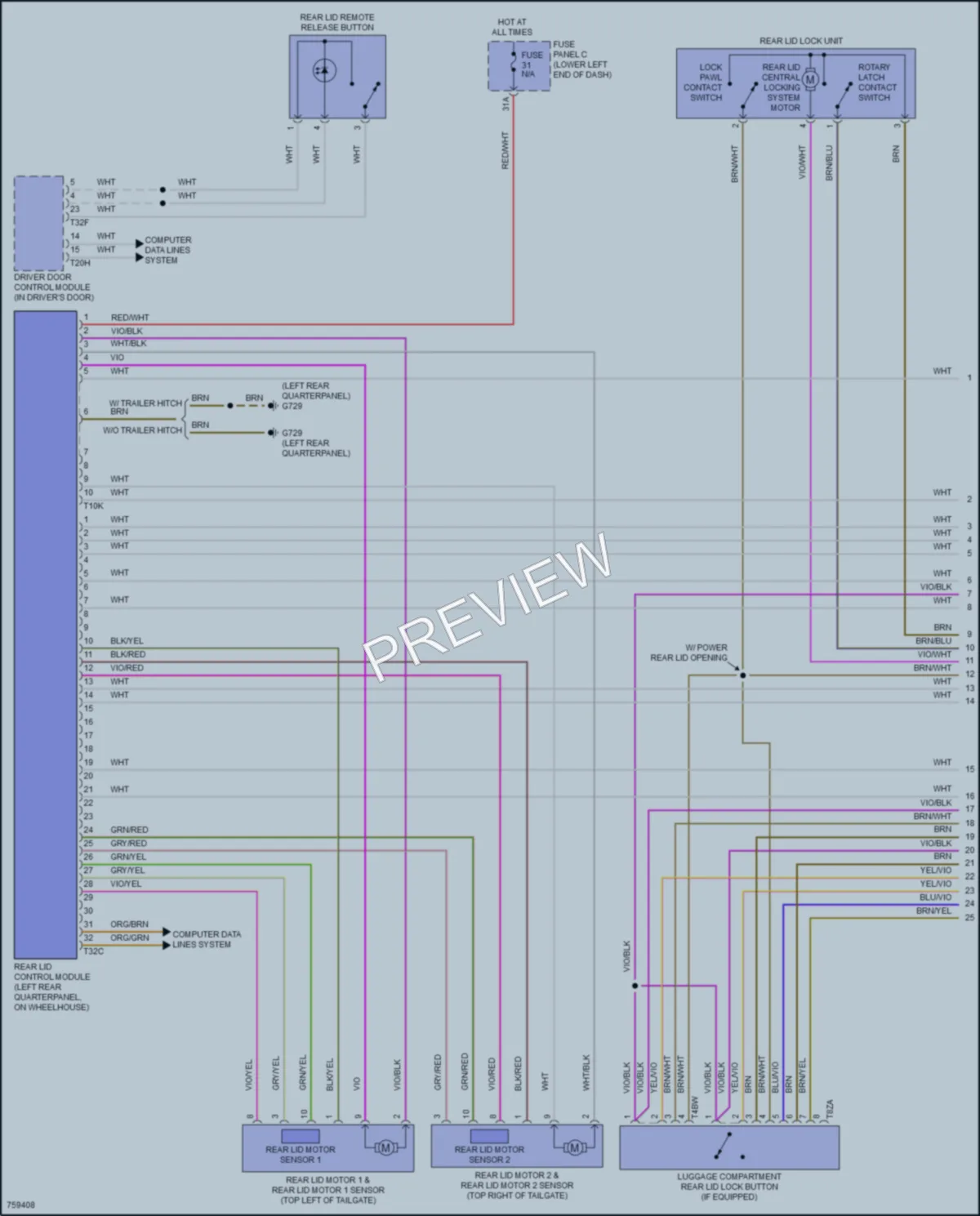 2021 Volkswagen Tiguan Trunk Tailgate Fuel Door wiring diagram preview