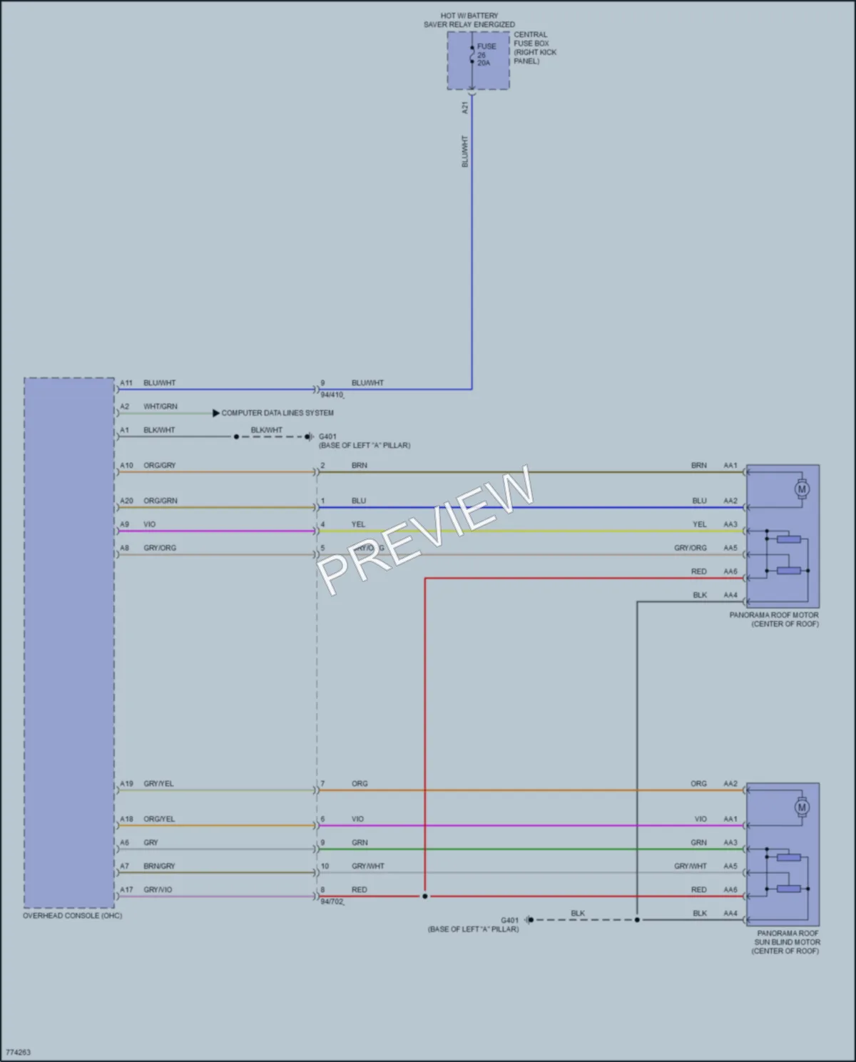 2021 Volvo XC90 Power Top Sunroof wiring diagram preview