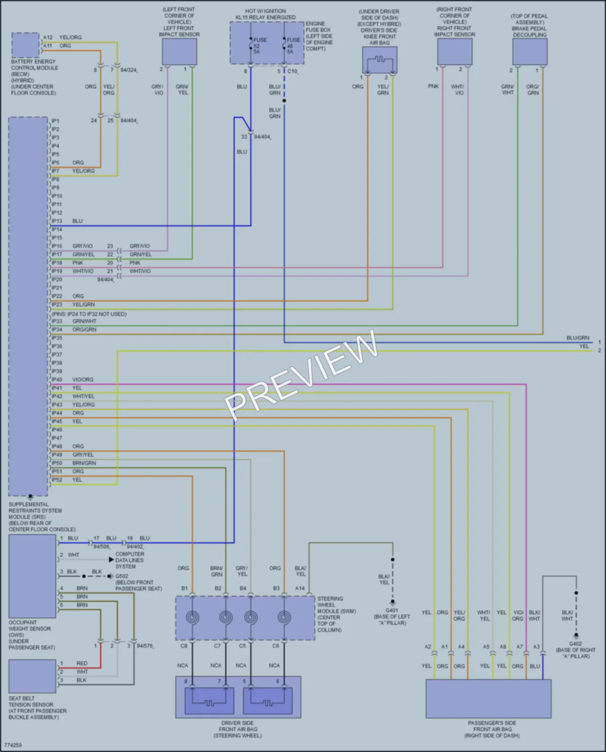 2021 Volvo XC90 Supplemental Restraints wiring diagram preview