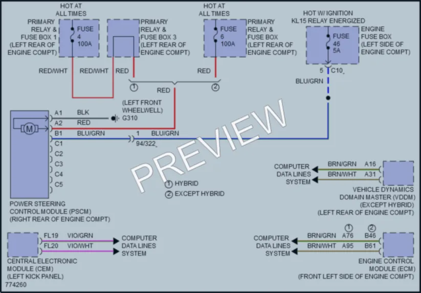 2021 Volvo XC90PlugIn Electronic Power Steering wiring diagram preview