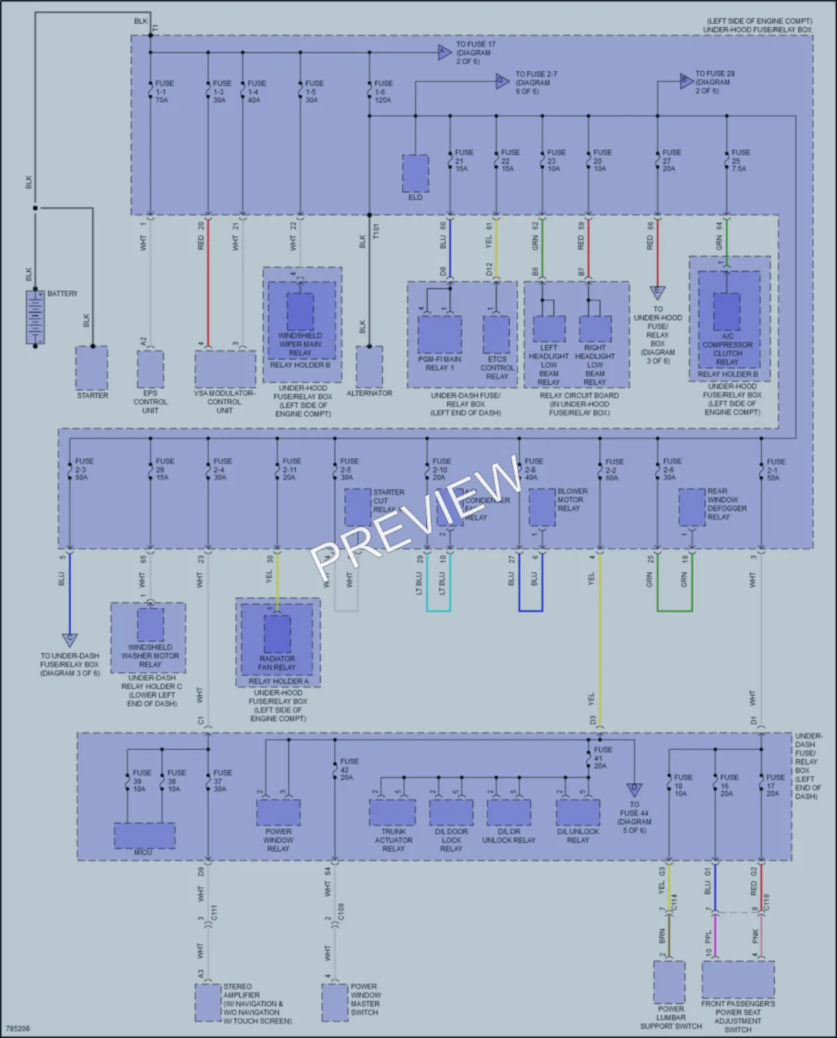 2022 Acura ILX Power Distribution wiring diagram preview