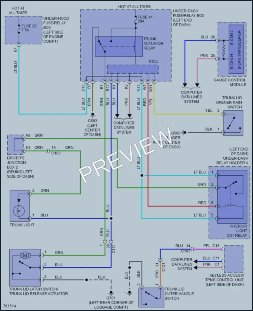 2022 Acura ILX Trunk Tailgate Fuel Door wiring diagram preview
