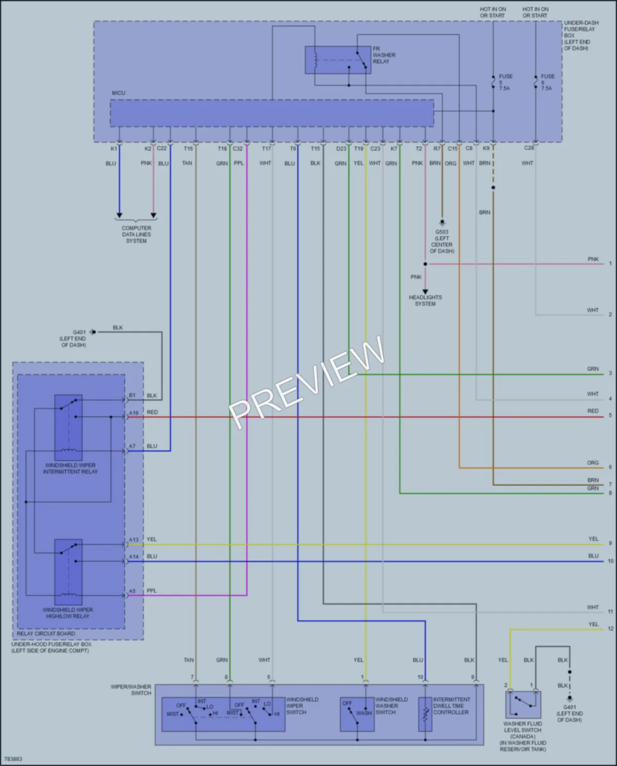 2022 Acura ILX Wiper Washer wiring diagram preview