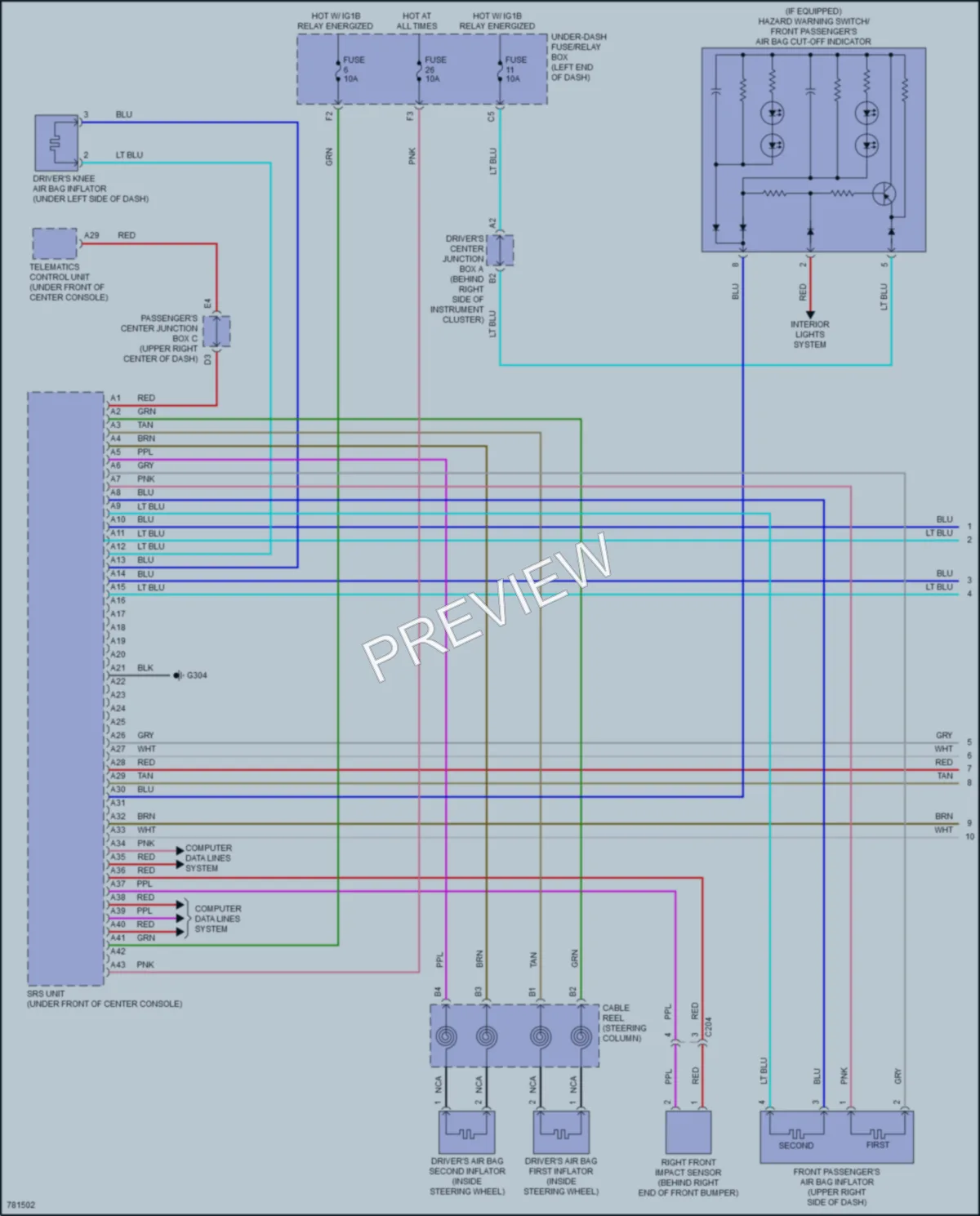 2022 Acura MDX Supplemental Restraints wiring diagram preview