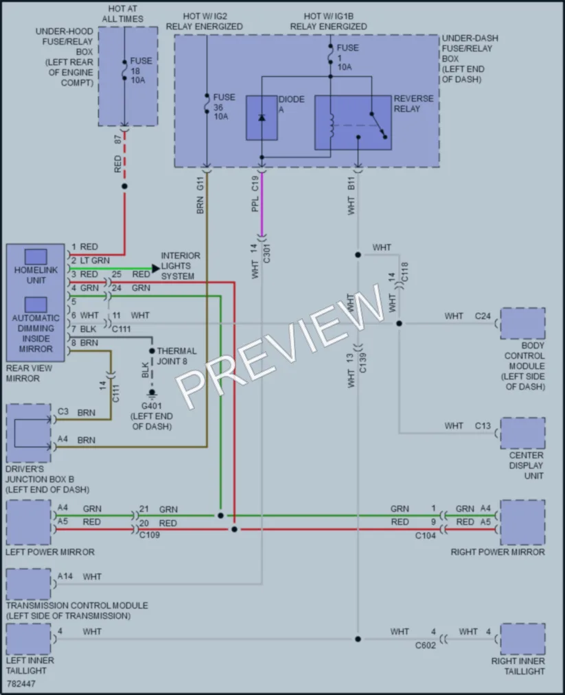2022 Acura RDX Power Mirrors wiring diagram preview