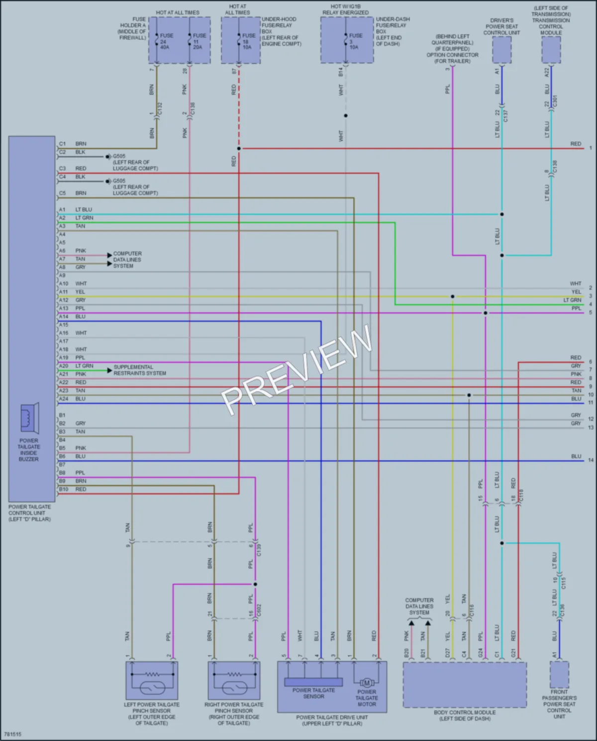2022 Acura RDX Trunk Tailgate Fuel Door wiring diagram preview