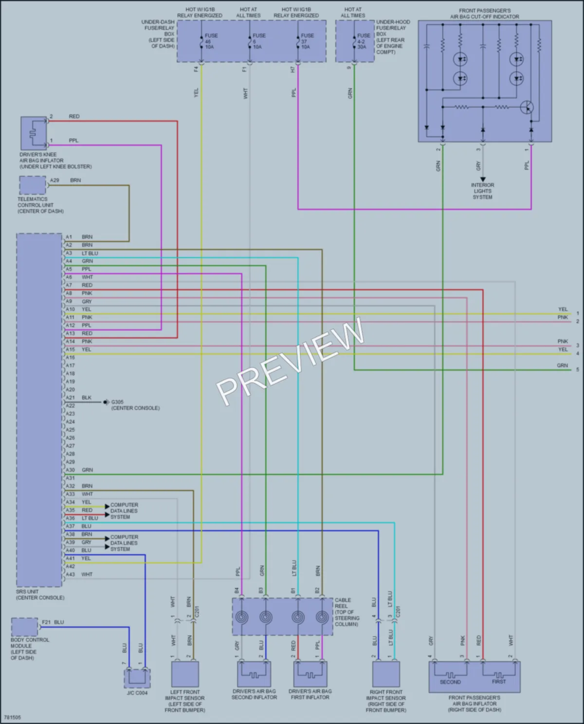 2022 Acura TLX Supplemental Restraints wiring diagram preview