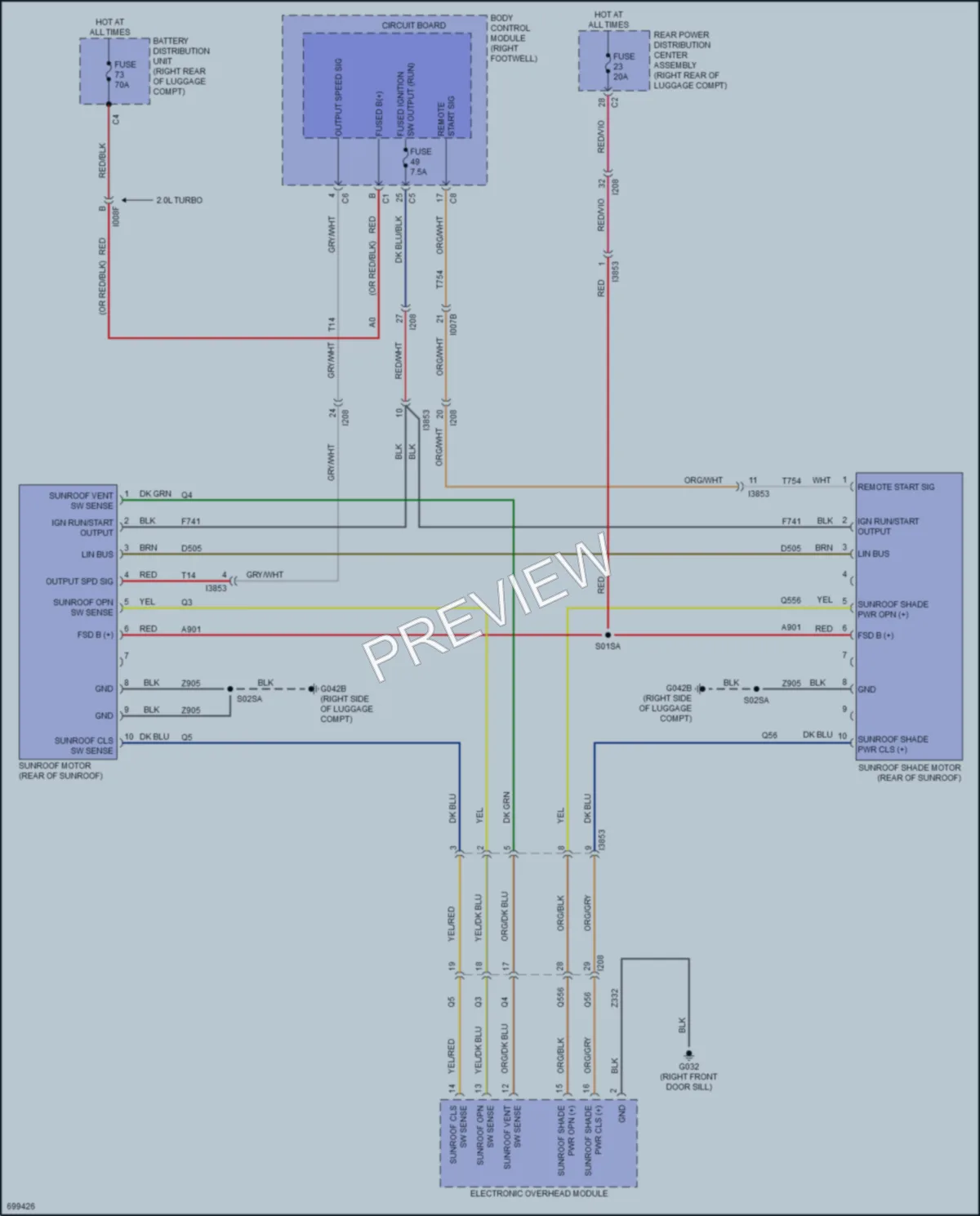 2022 AlfaRomeo Giulia Power Top Sunroof wiring diagram preview