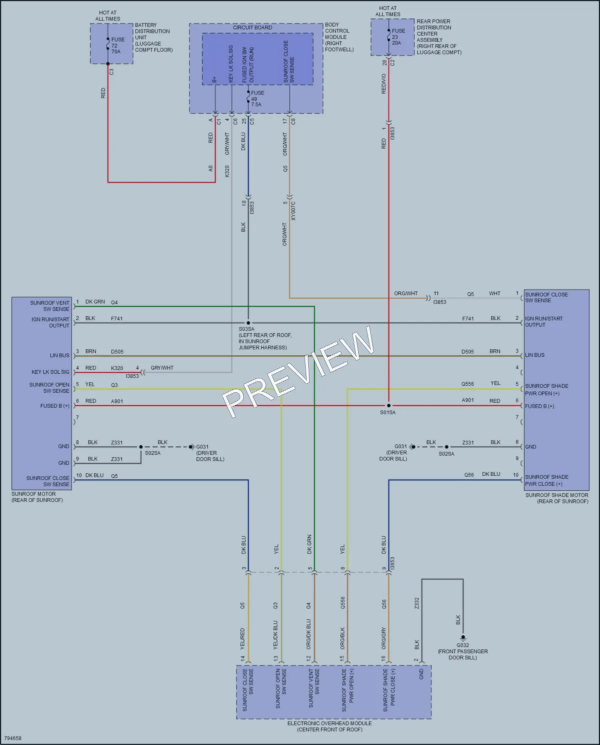 2022 AlfaRomeo Stelvio Power Top Sunroof wiring diagram preview