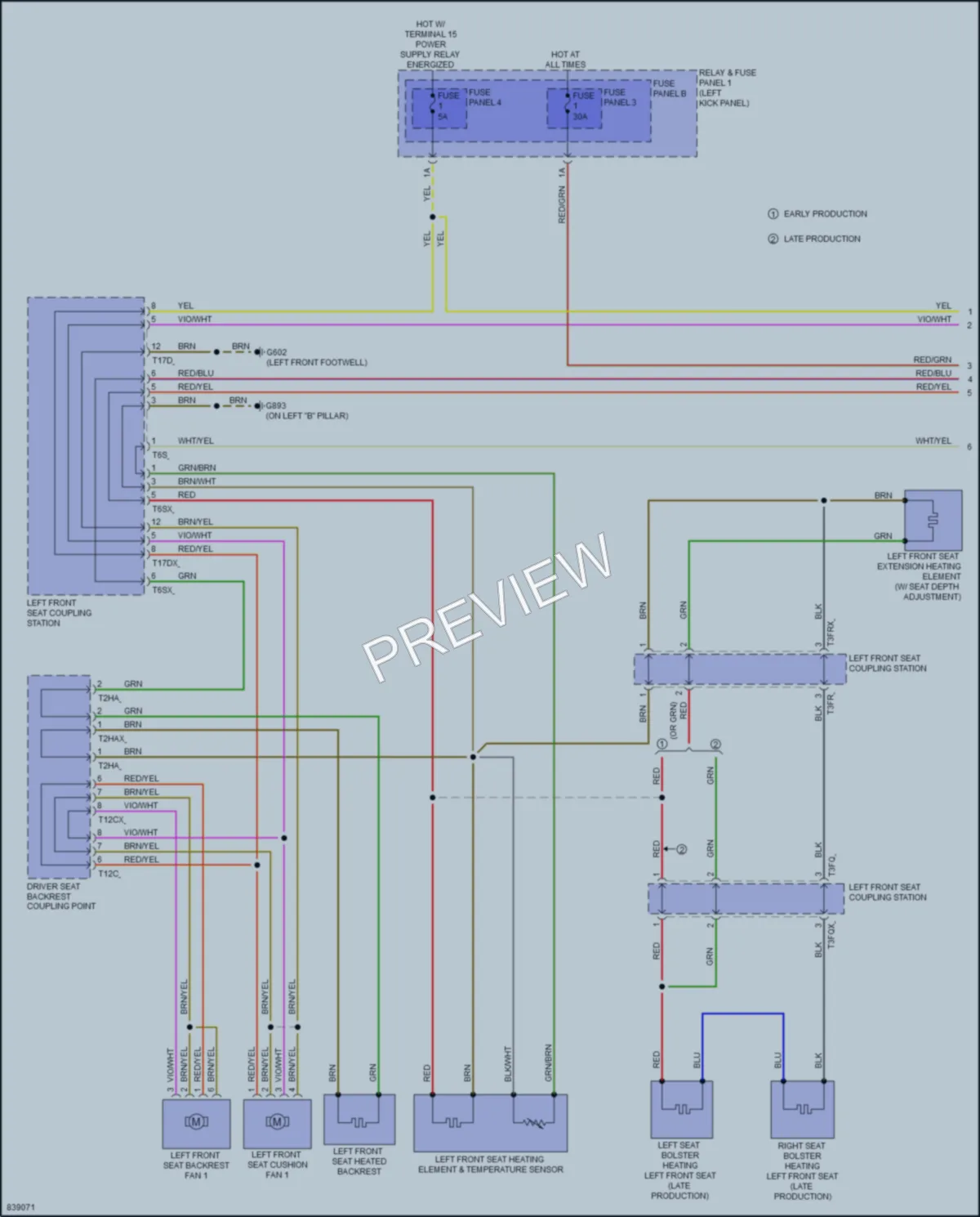 2022 Audi A5 Power Seats wiring diagram preview