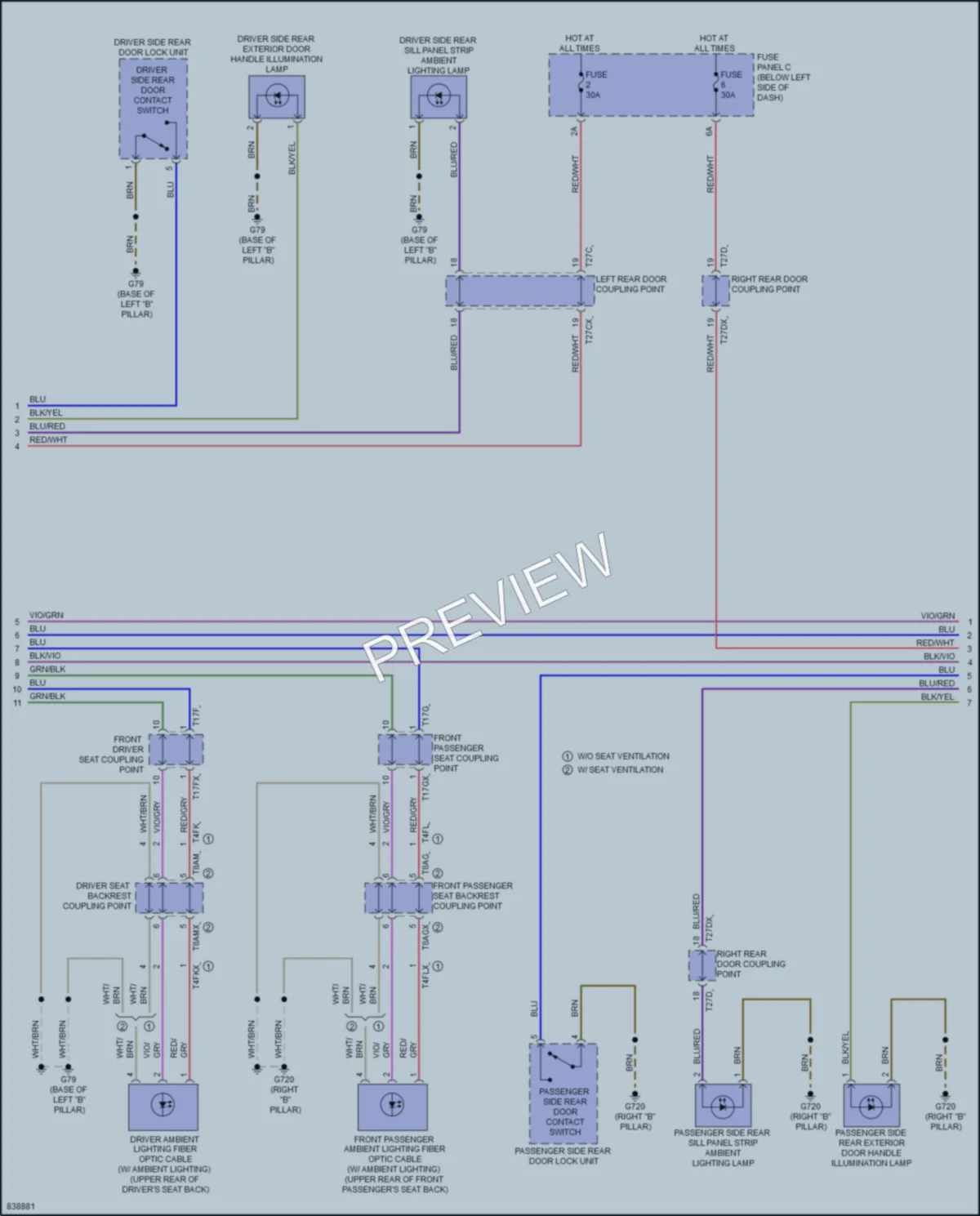 2022 Audi A8L Interior Lights wiring diagram preview