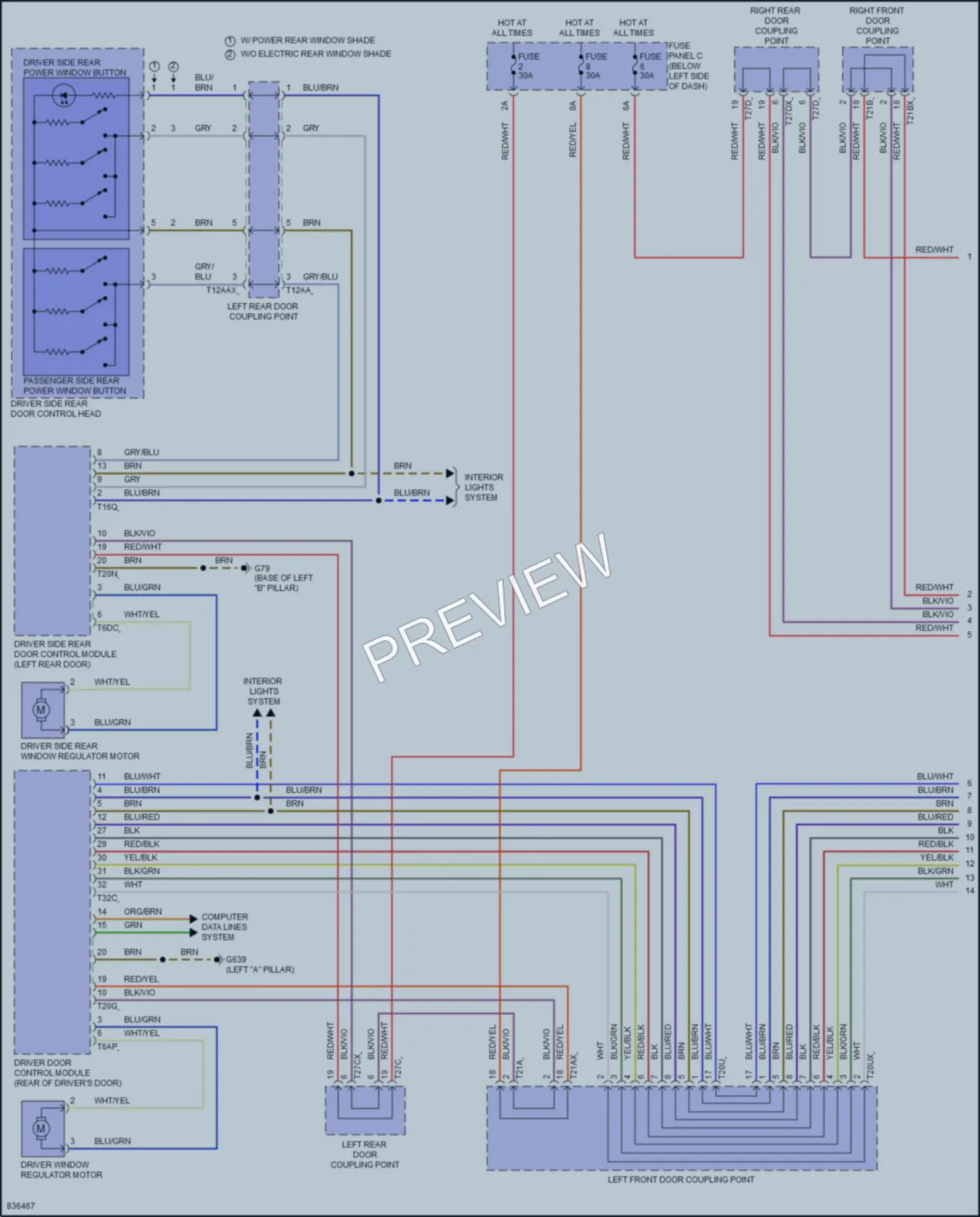 2022 Audi A8L Power Windows wiring diagram preview