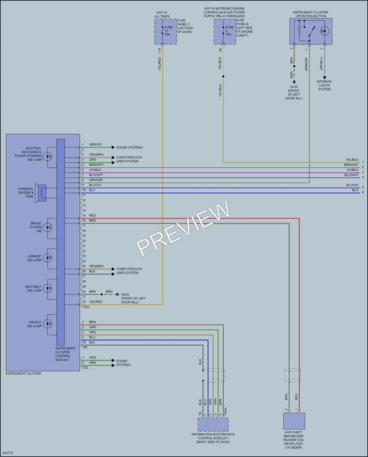 2022 Audi TT Instrument Cluster wiring diagram preview