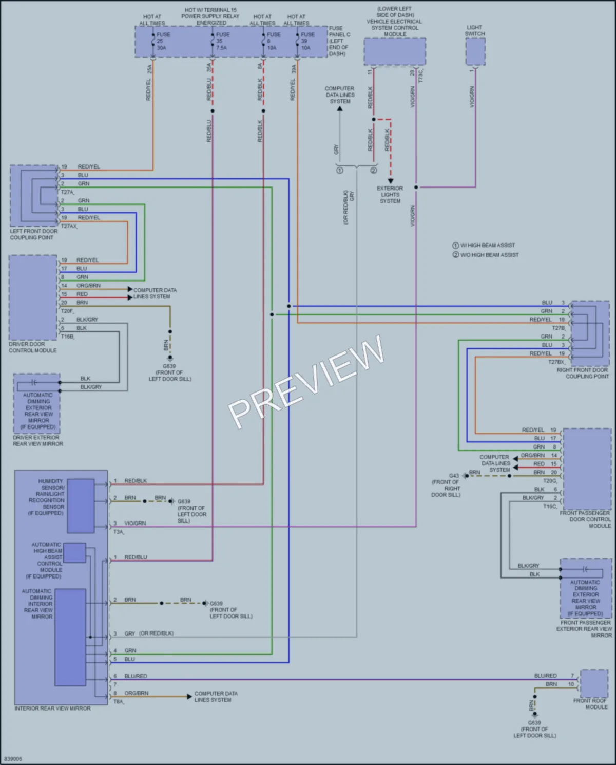2022 Audi TT Power Mirrors wiring diagram preview