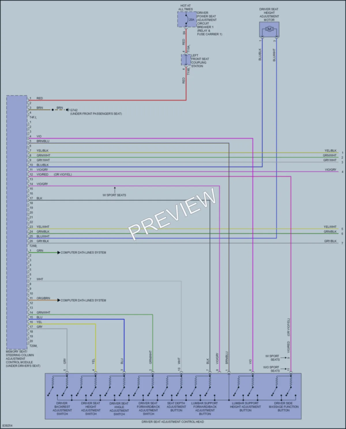 2022 Audi etronGT Memory Systems wiring diagram preview