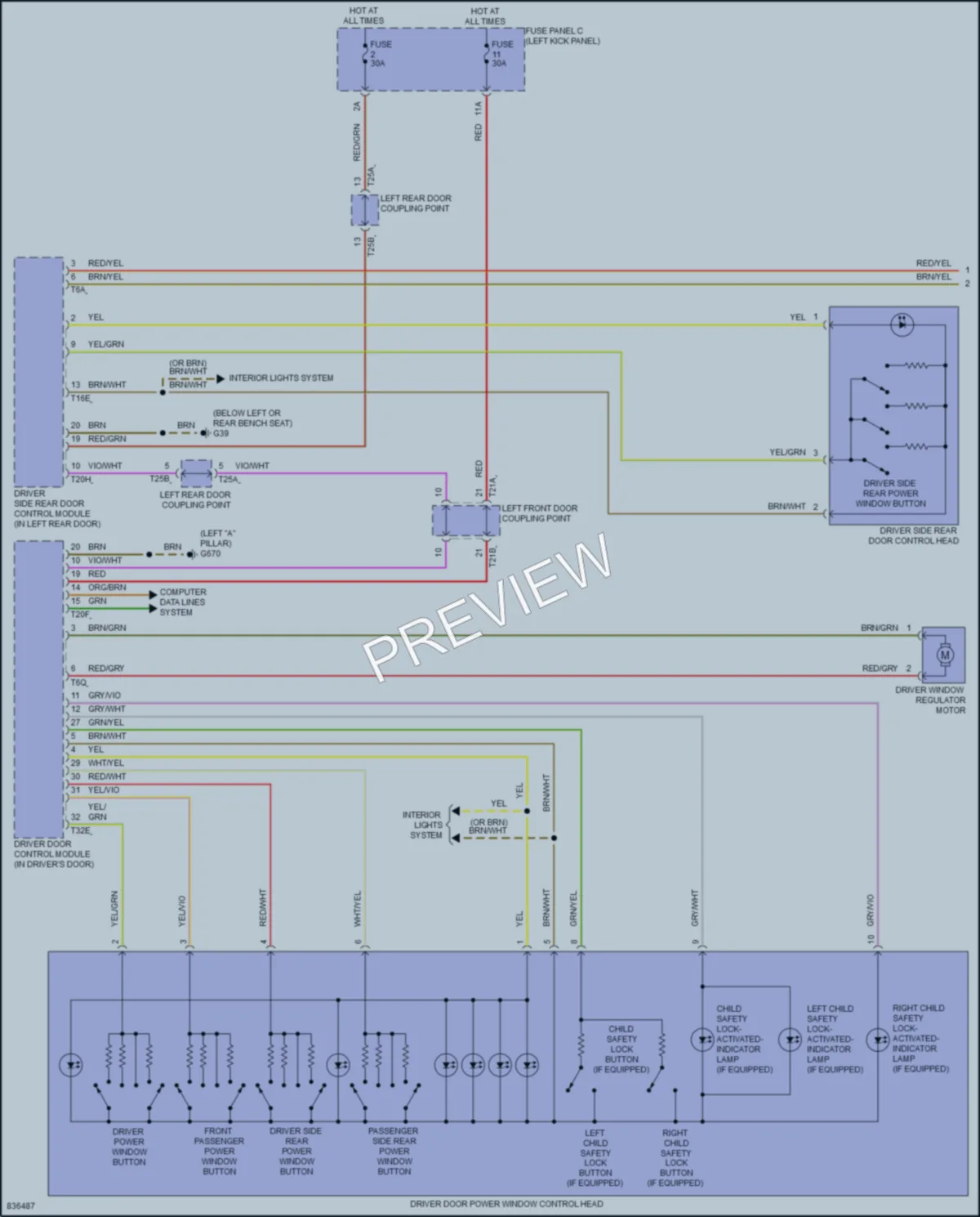 2022 Audi etronGT Power Windows wiring diagram preview