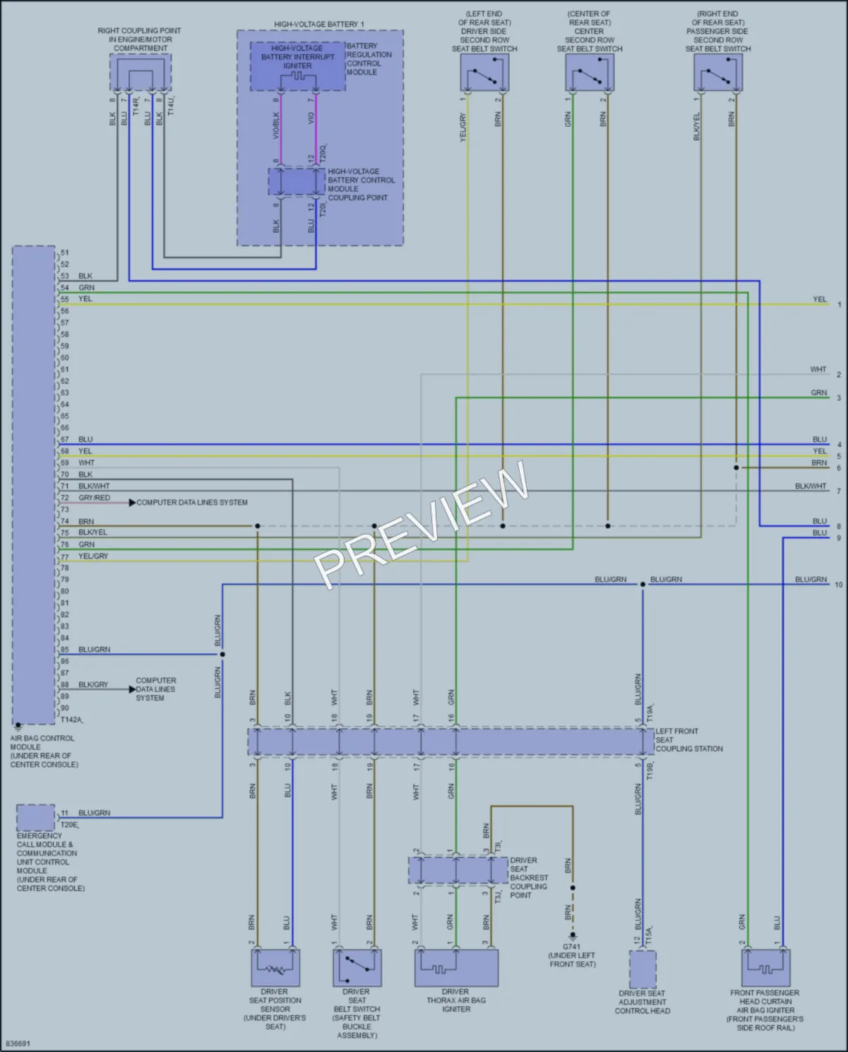 2022 Audi etronGT Supplemental Restraints wiring diagram preview
