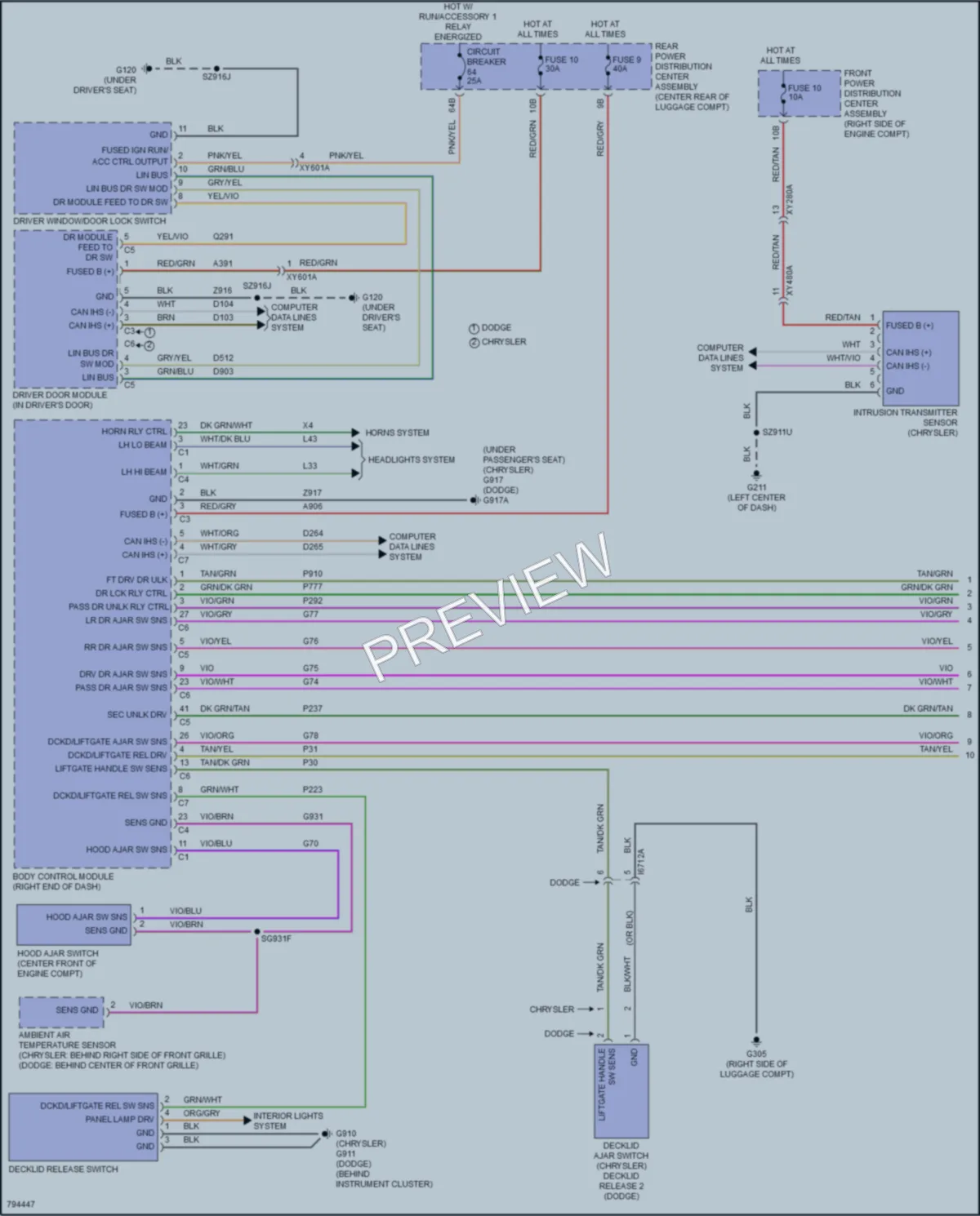 2022 Chrysler 300 Power Door Locks wiring diagram preview