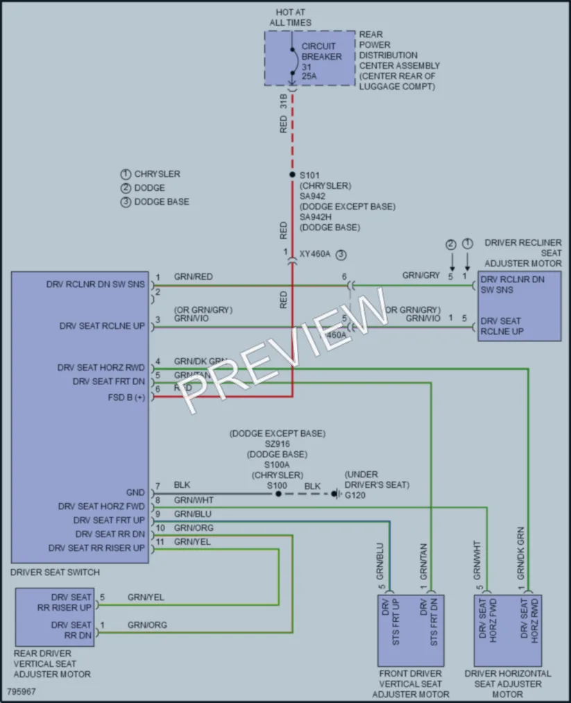 2022 Chrysler 300 Power Seats wiring diagram preview