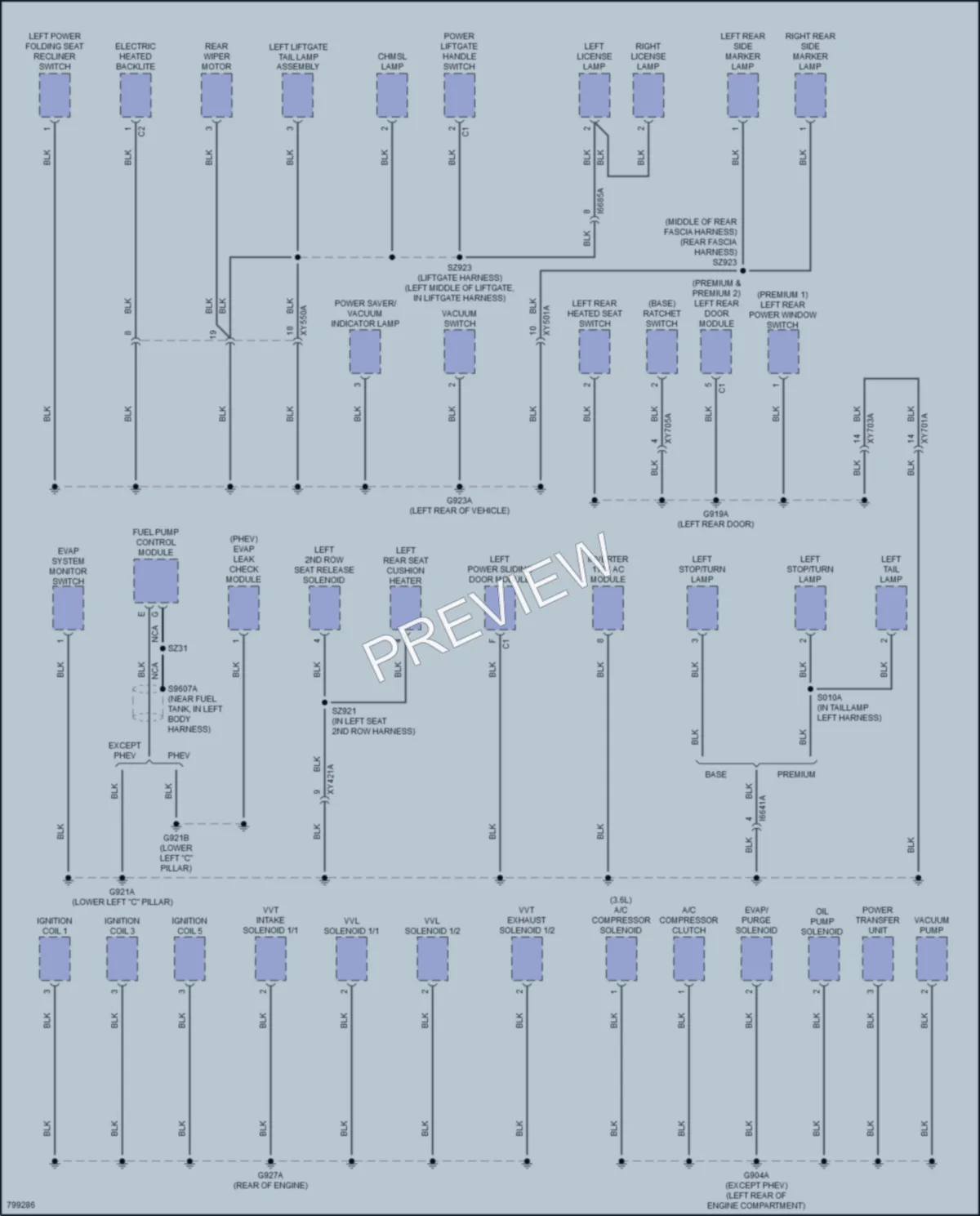 2022 Chrysler PacificaHybrid Ground Distribution wiring diagram preview