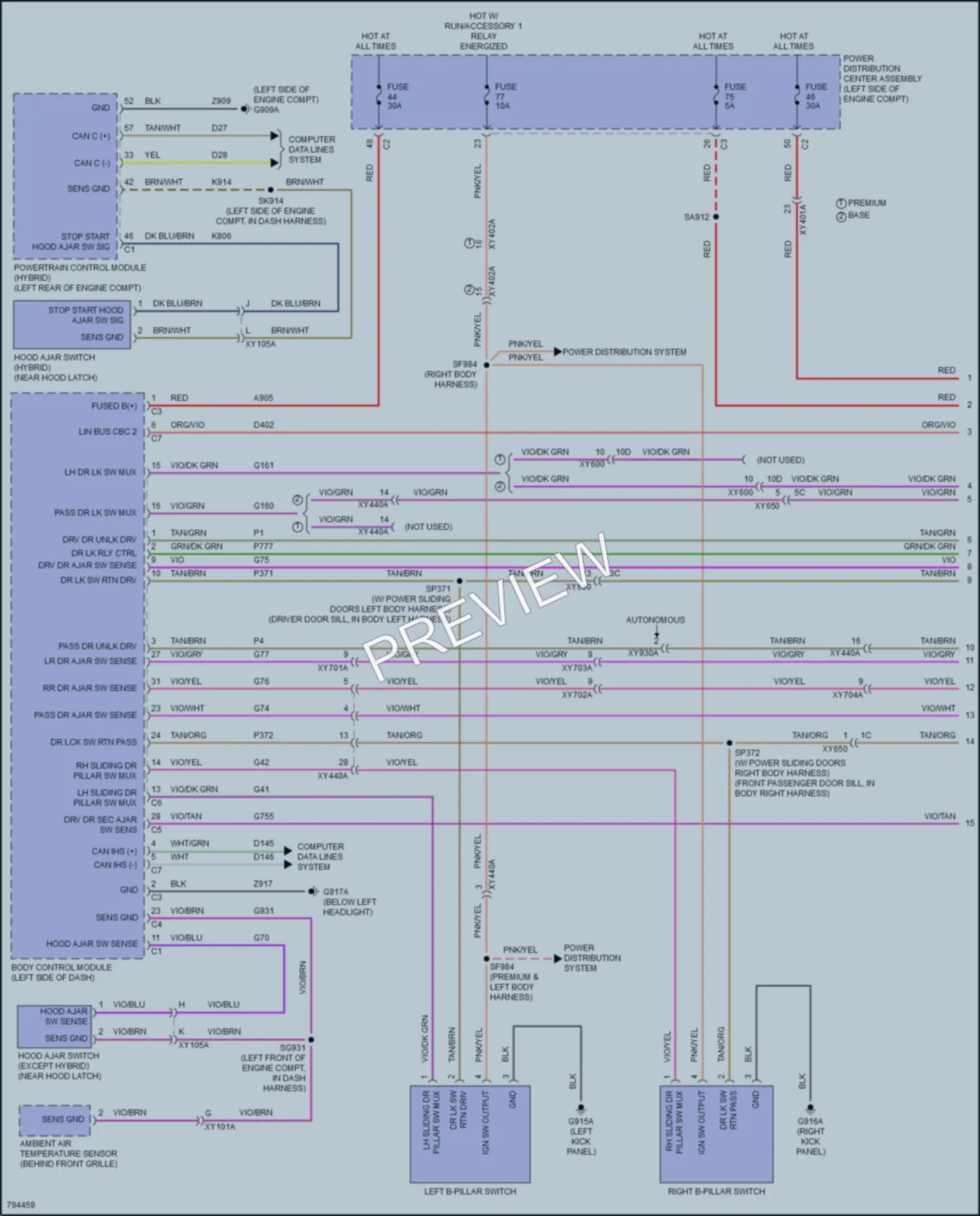 2022 Chrysler PacificaHybrid Power Door Locks wiring diagram preview