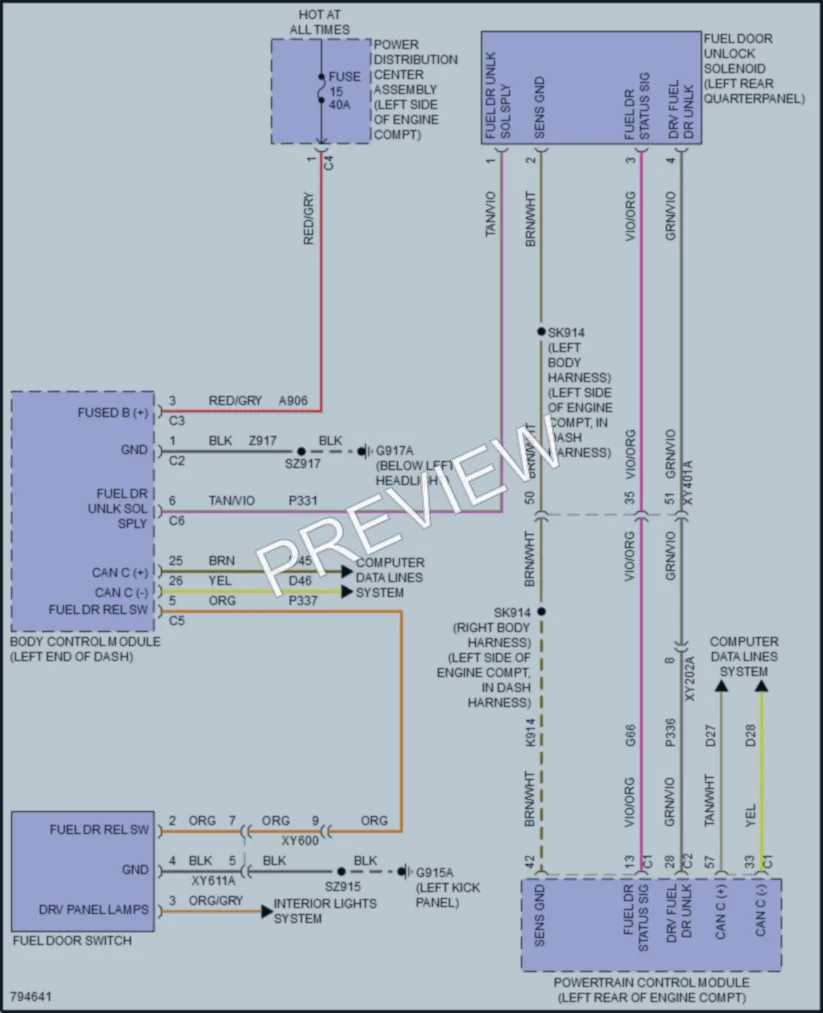 2022 Chrysler PacificaHybrid Trunk Tailgate Fuel Door wiring diagram preview