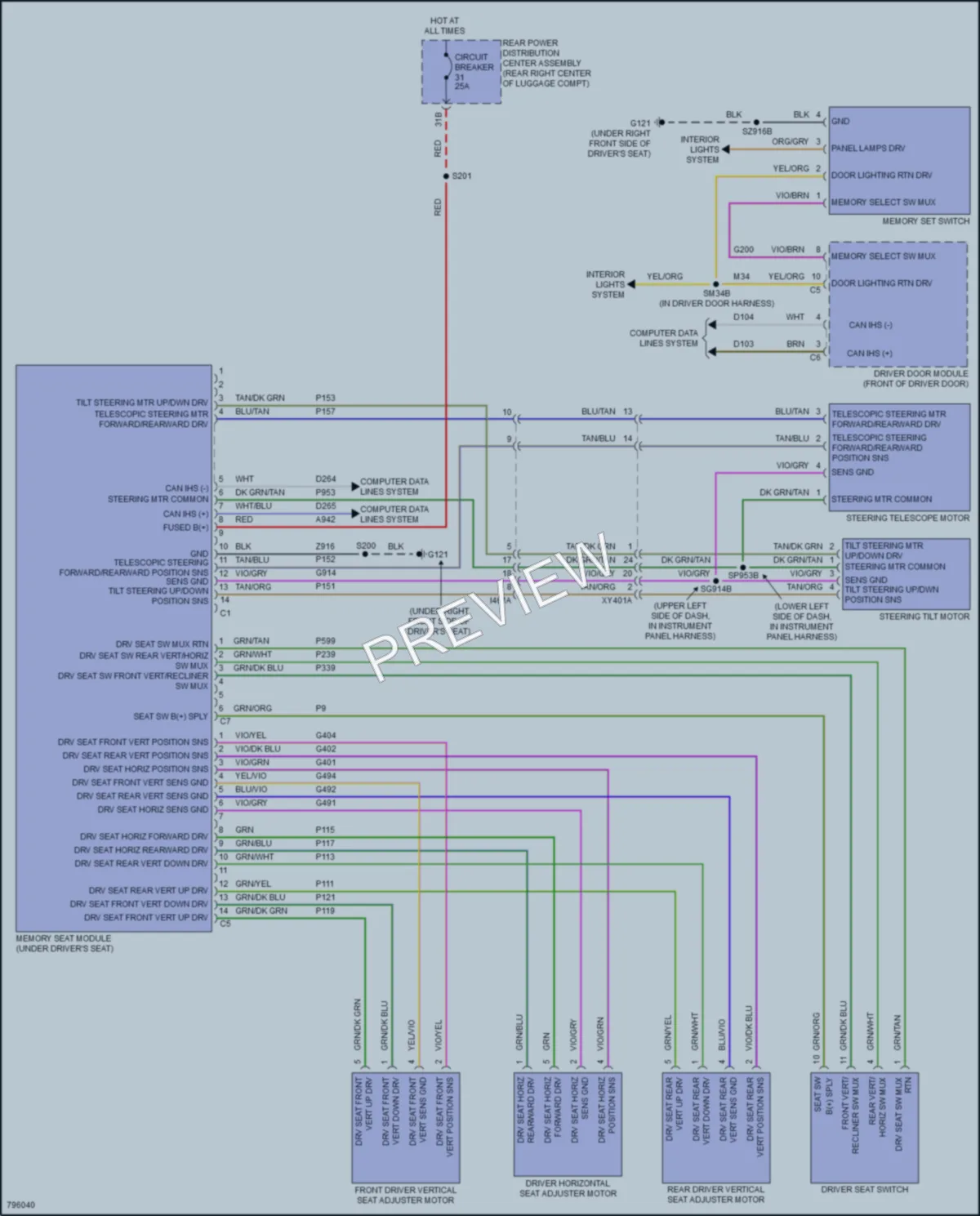 2022 Dodge Challenger Memory Systems wiring diagram preview
