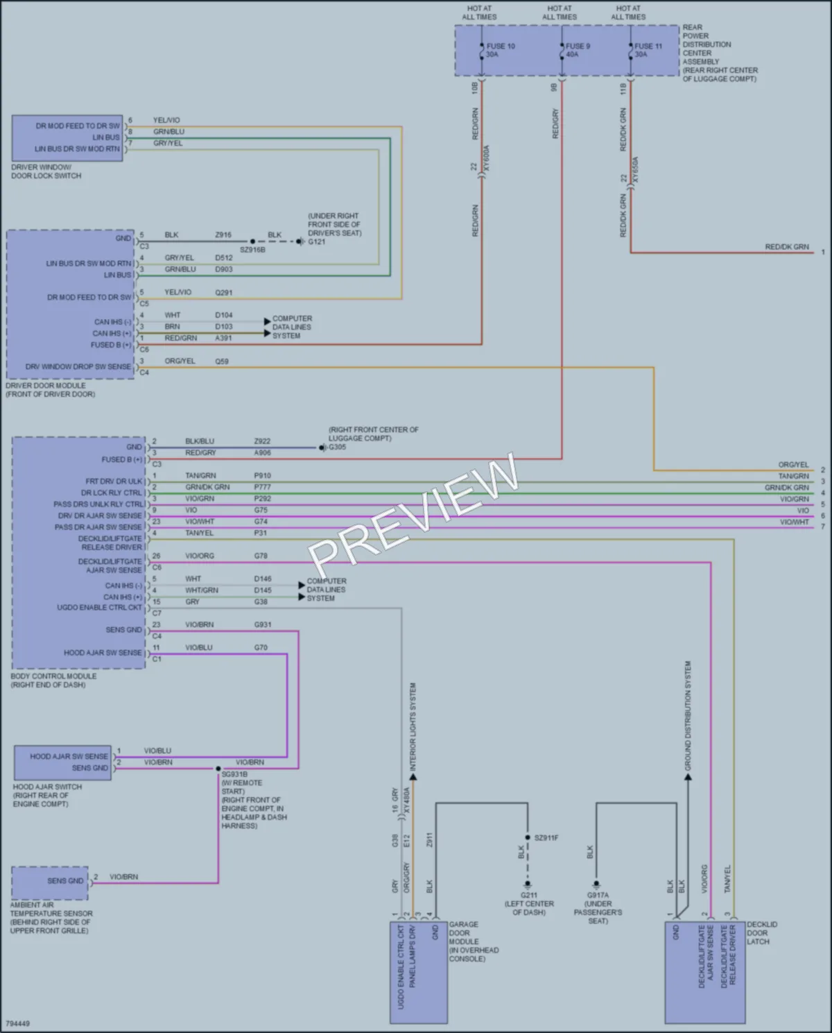 2022 Dodge Challenger Power Door Locks wiring diagram preview