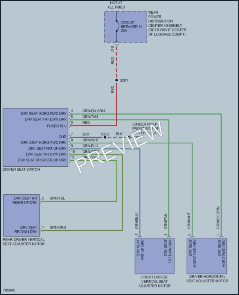 2022 Dodge Challenger Power Seats wiring diagram preview