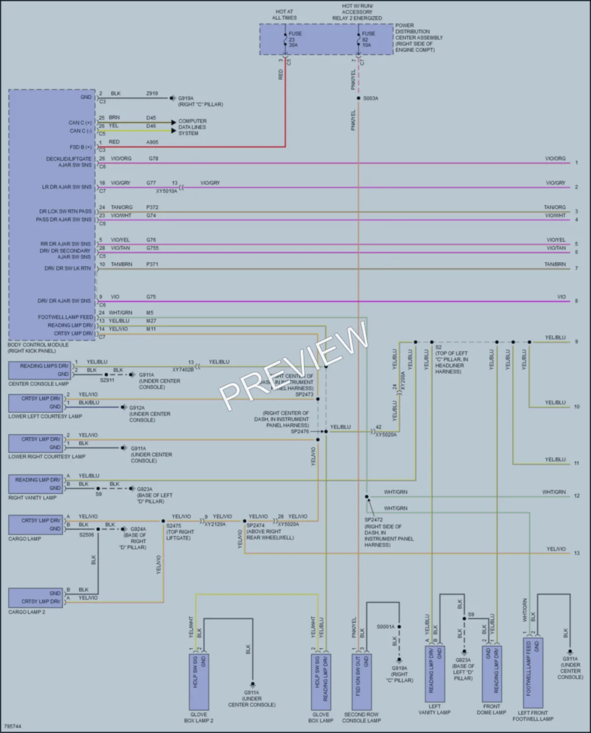 2022 Dodge DurangoSpecialService Interior Lights wiring diagram preview