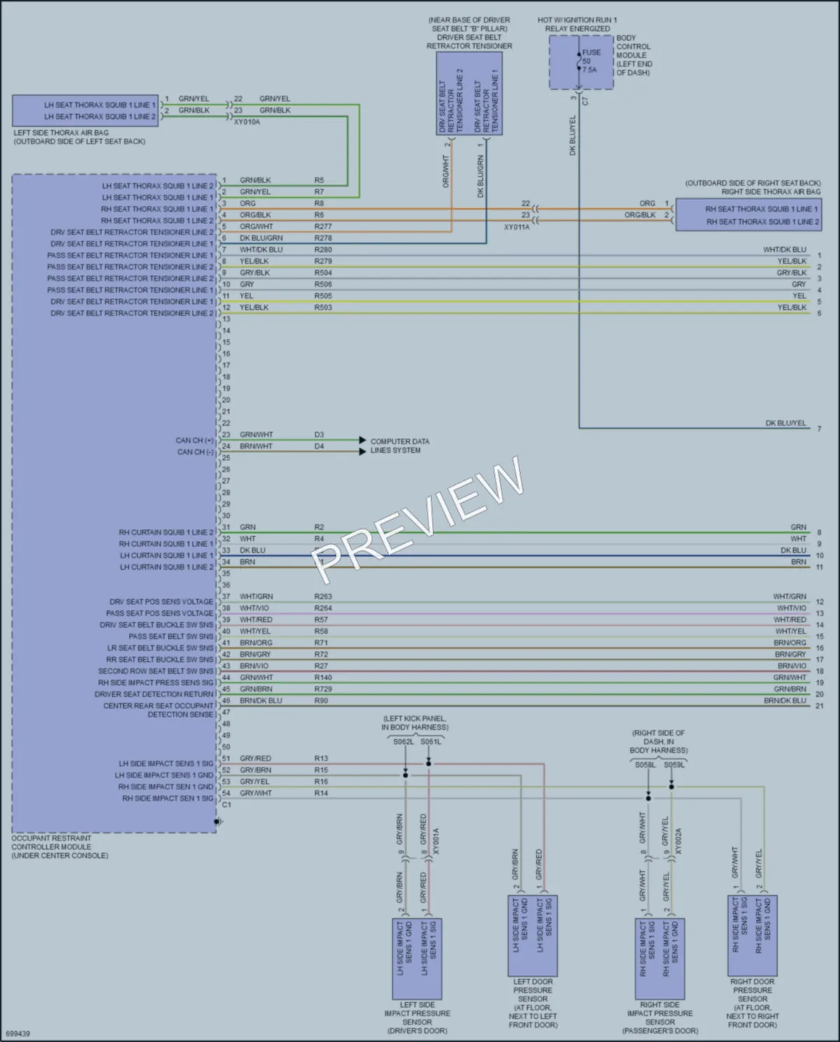 2022 Fiat 500X Supplemental Restraints wiring diagram preview