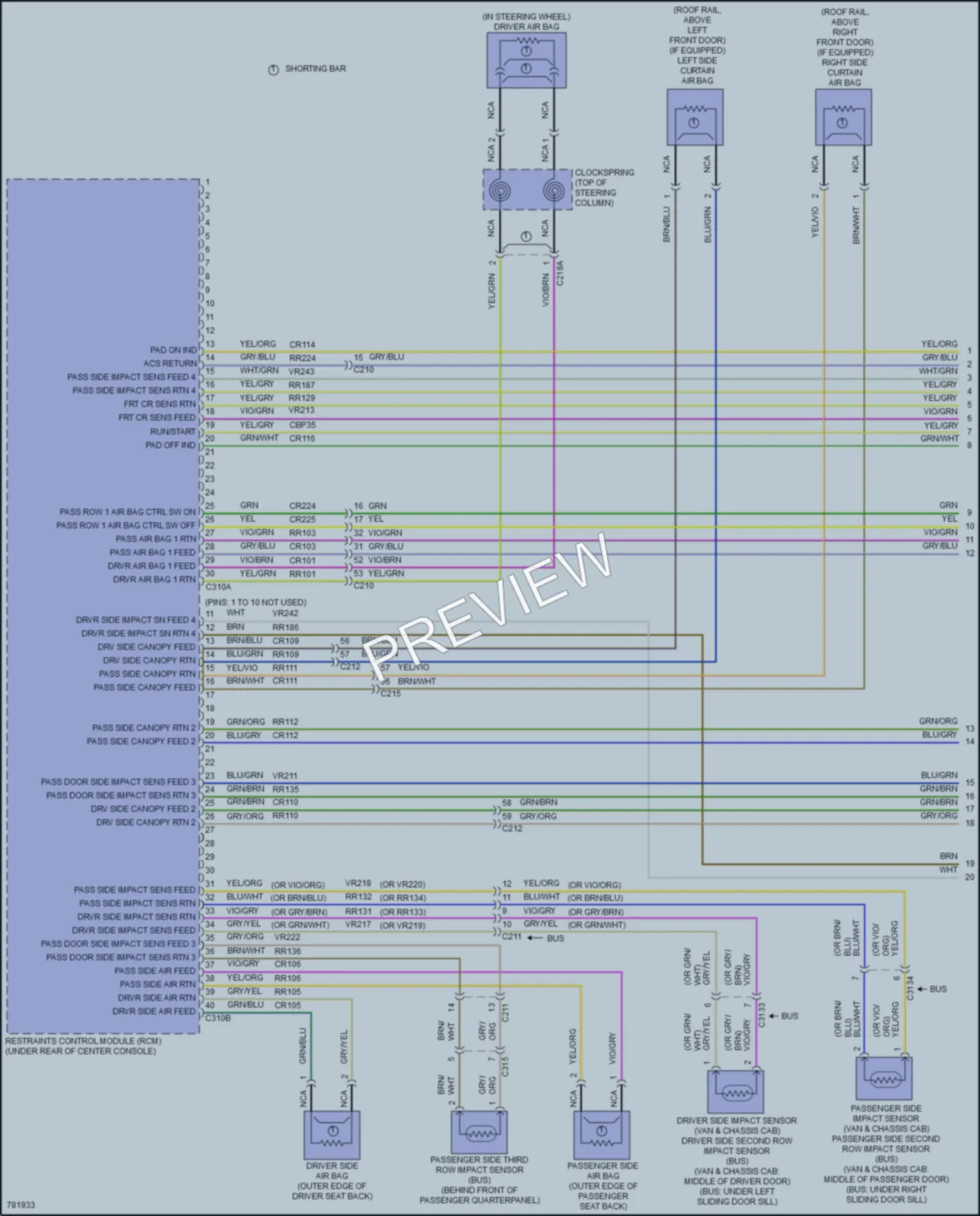 2022 Ford 250Transit Supplemental Restraints wiring diagram preview