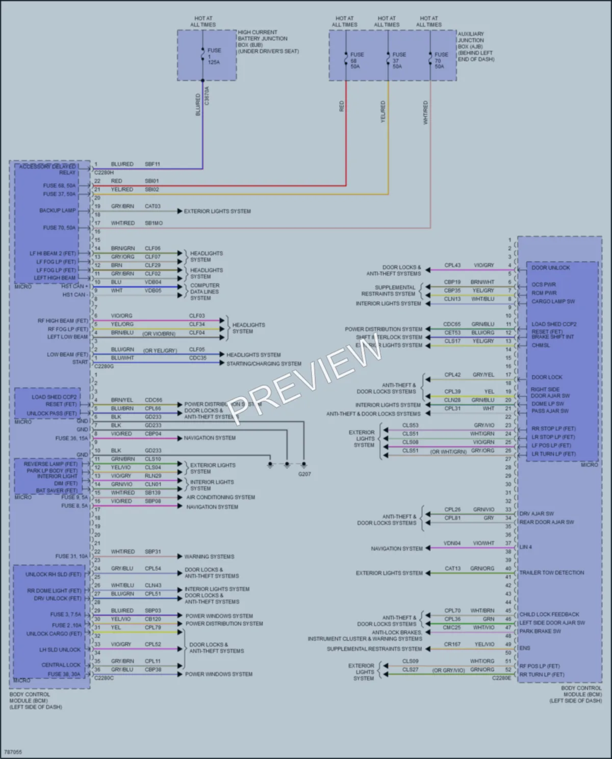 2022 Ford 350HDTransit Body Control Modules wiring diagram preview