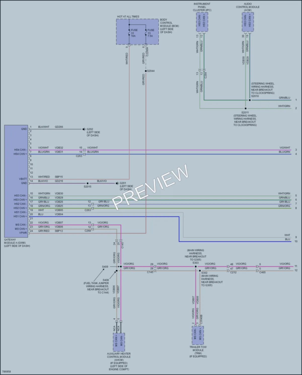 2022 Ford 350HDTransit Computer Data Lines wiring diagram preview