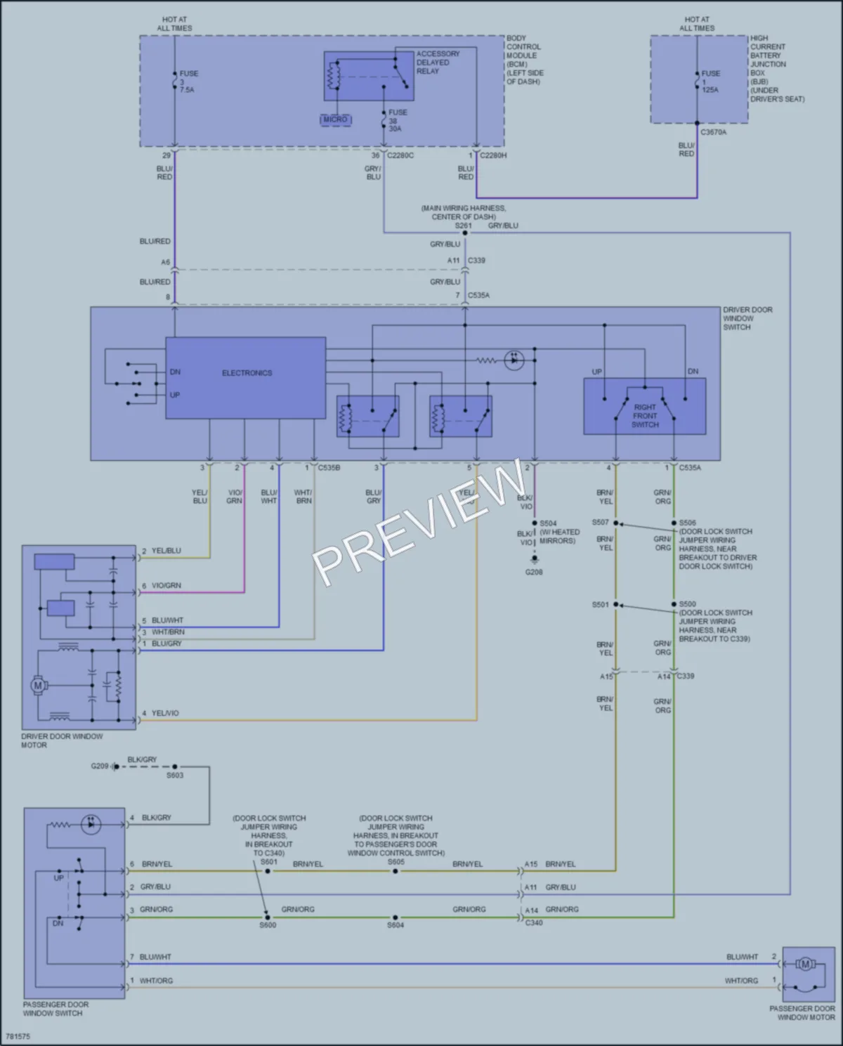 2022 Ford 350HDTransit Power Windows wiring diagram preview