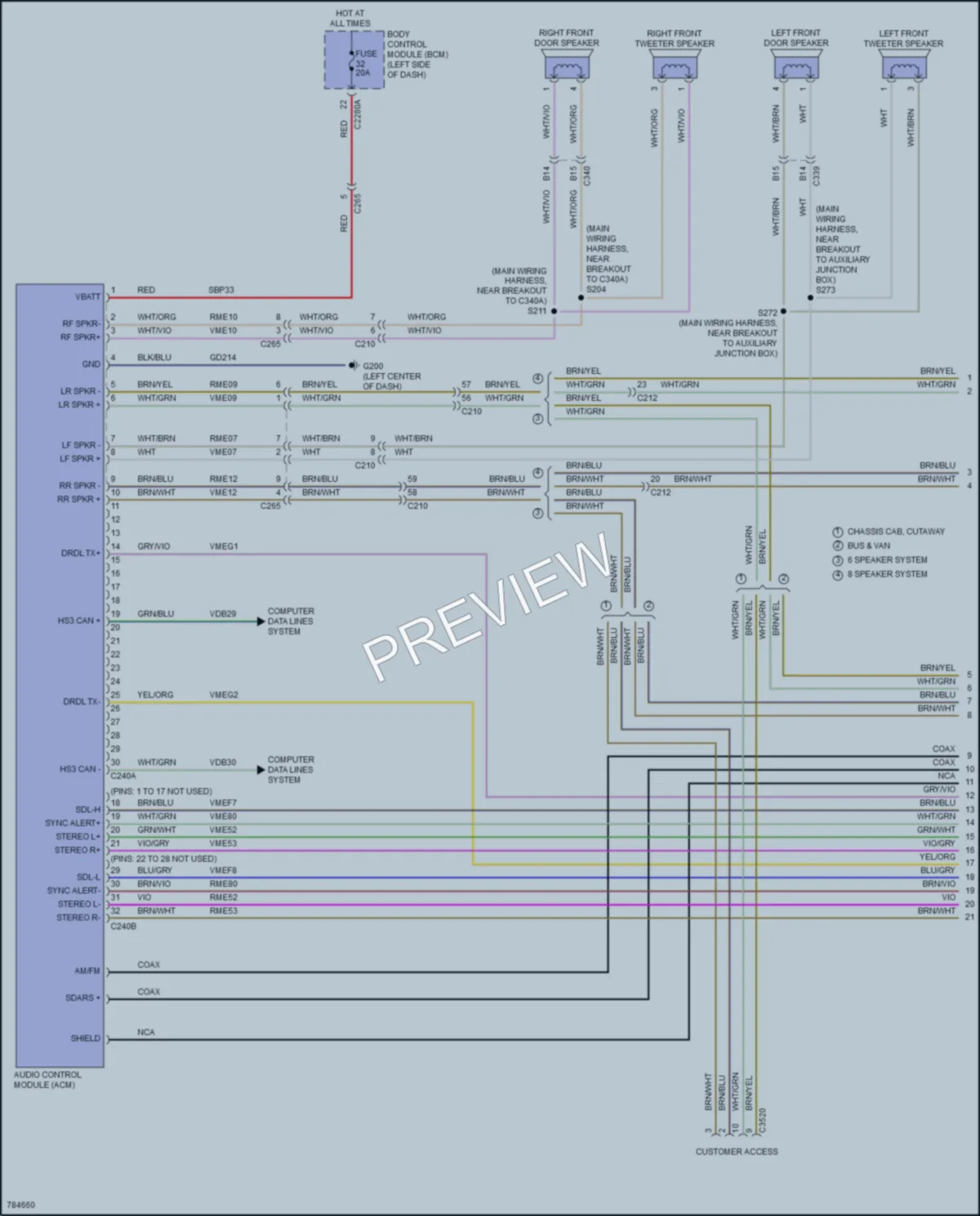 2022 Ford 350HDTransit Radio wiring diagram preview