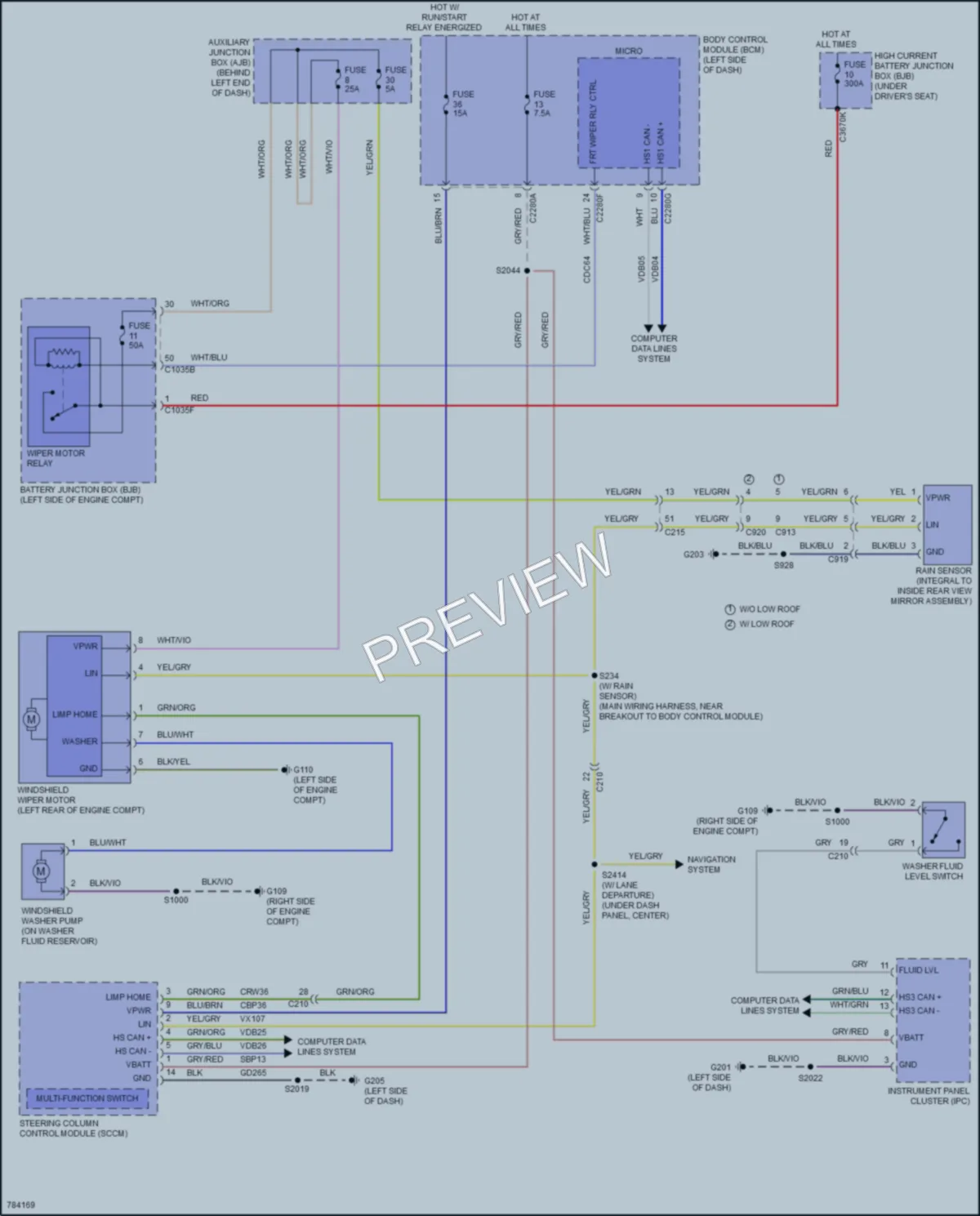 2022 Ford 350HDTransit Wiper Washer wiring diagram preview